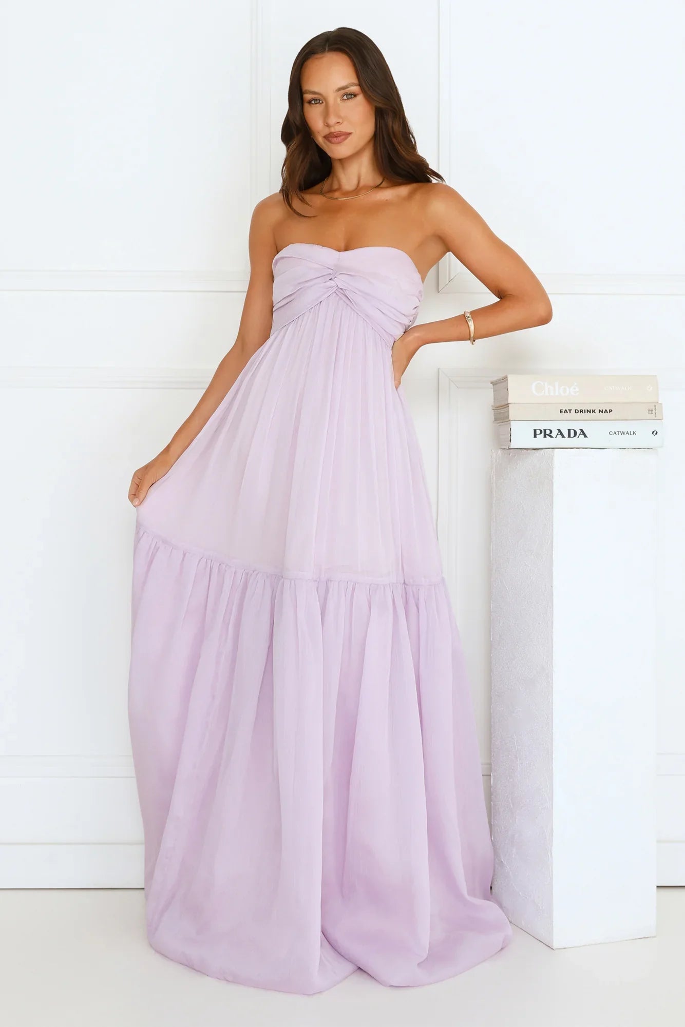 Unforgettable Style Strapless Maxi Dress Lilac
