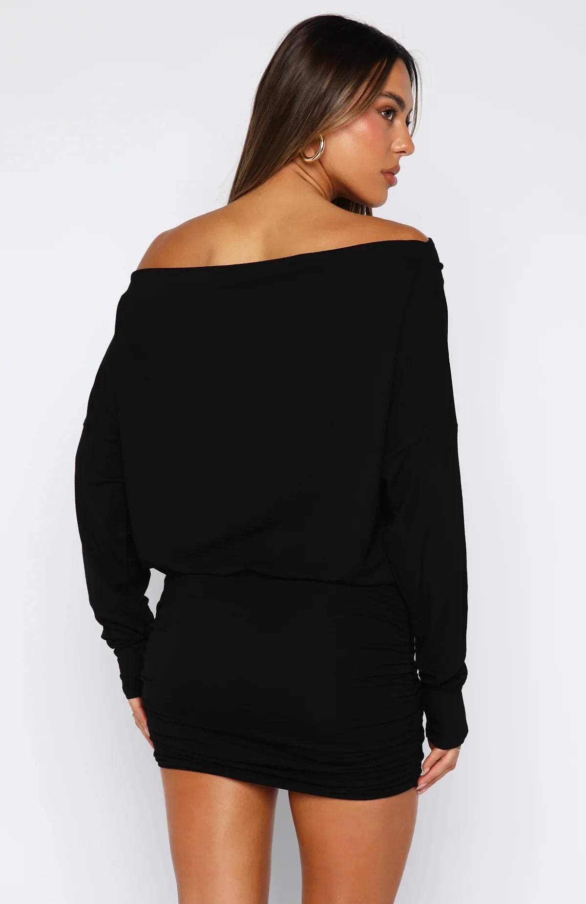 Take Your Turn Long Sleeve Mini Dress Black