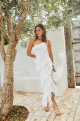 Ocean Melody Midi Dress White