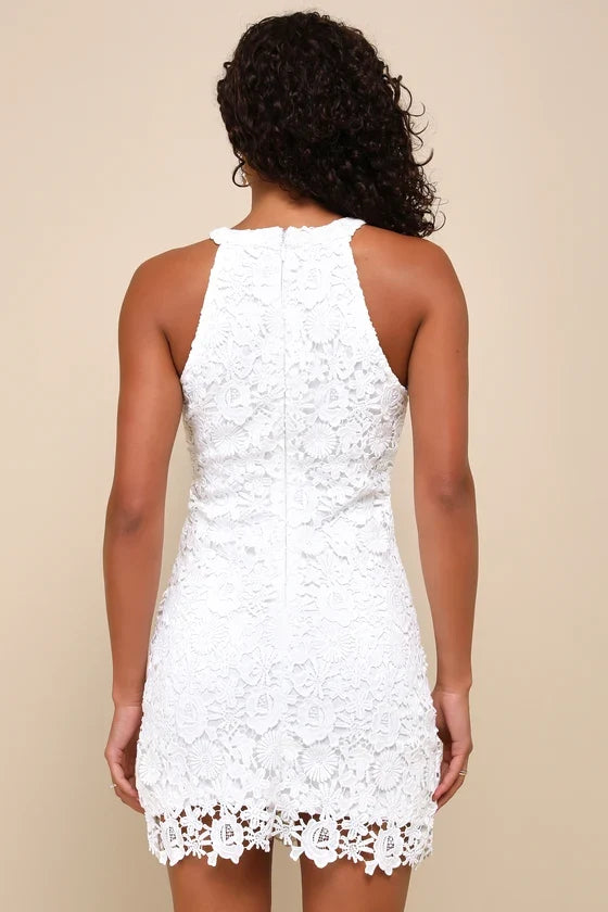 Love Poem Ivory Lace Mini Dress
